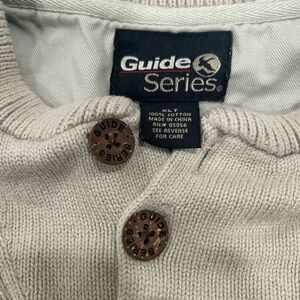 Guide Series Mens XLT Heavy Cotton Henley Sweater Tan Rib Knit Outdoors